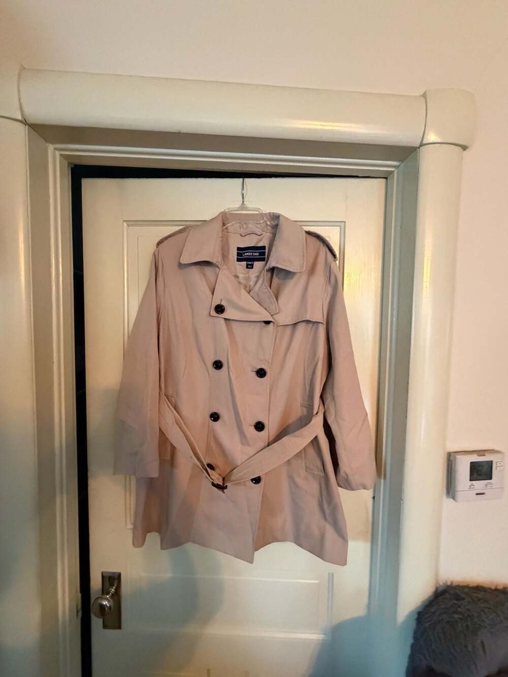 Lands' End Trench Coat Size 16W/P Beige Polyester
